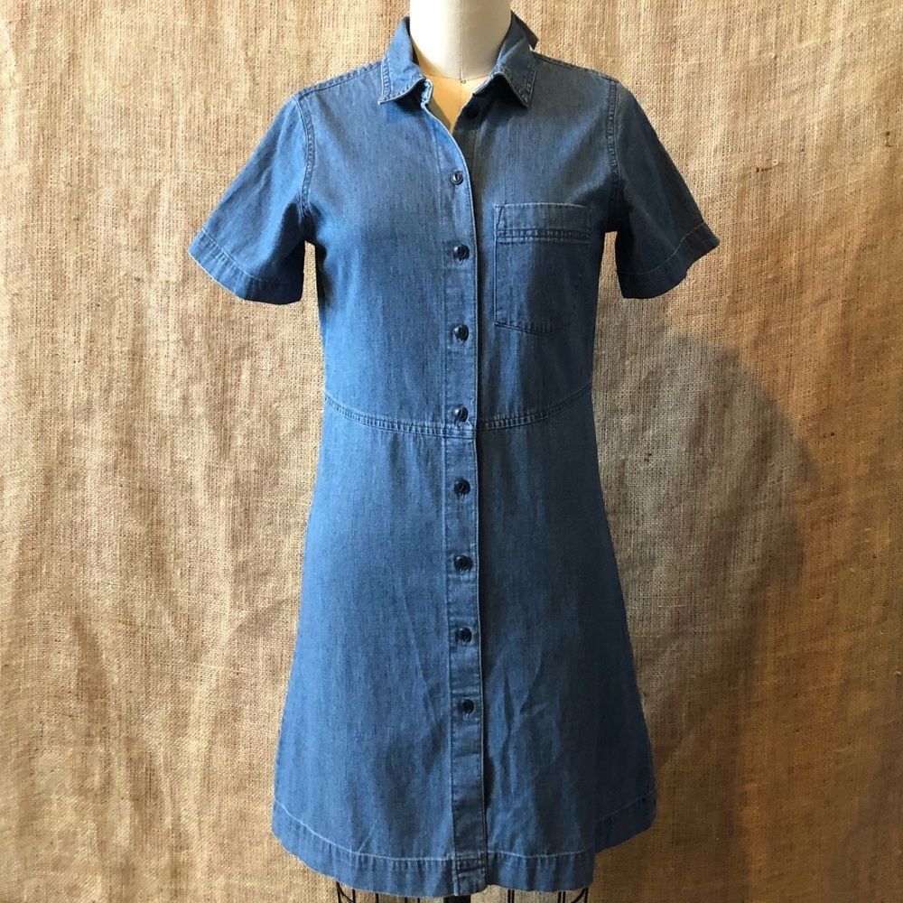 MADEWELL Denim Button Front Dress  -XXS